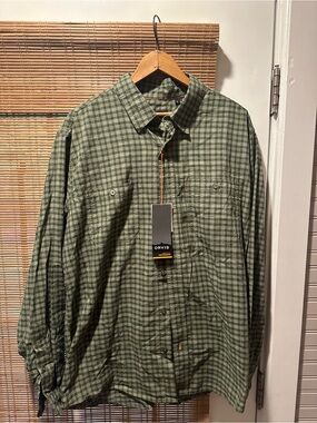 Orvis Lightweight Green Plaid Guide Button Up Shirt Men’s Size Large